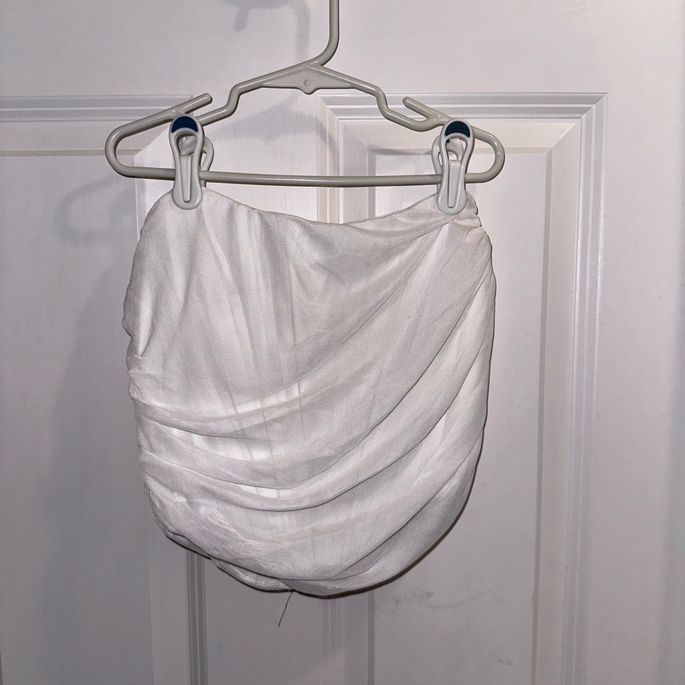 White Mesh Corset Top with Boning